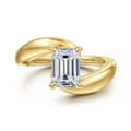 Bettie - 14K Yellow Gold Bypass Emerald Cut Diamond Engagement Ring