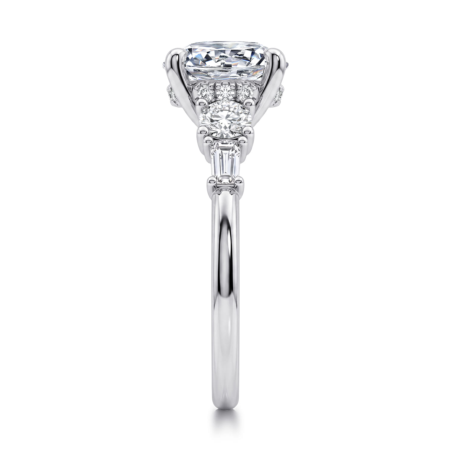 Round Diamond Engagement Ring in 14K White Gold, photograph 4