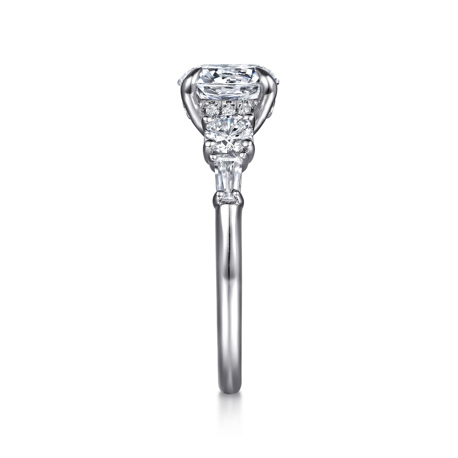 Round Five Stone Diamond Engagement Ring in 14K White Gold, photograph 5