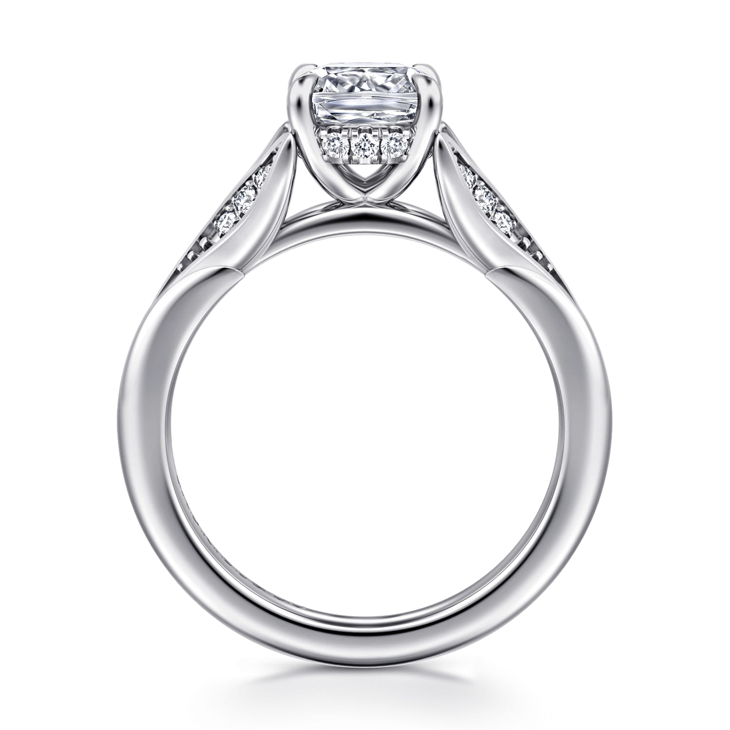 Cushion Split Foundation Diamond Engagement Ring in 14K White Gold, photograph 2