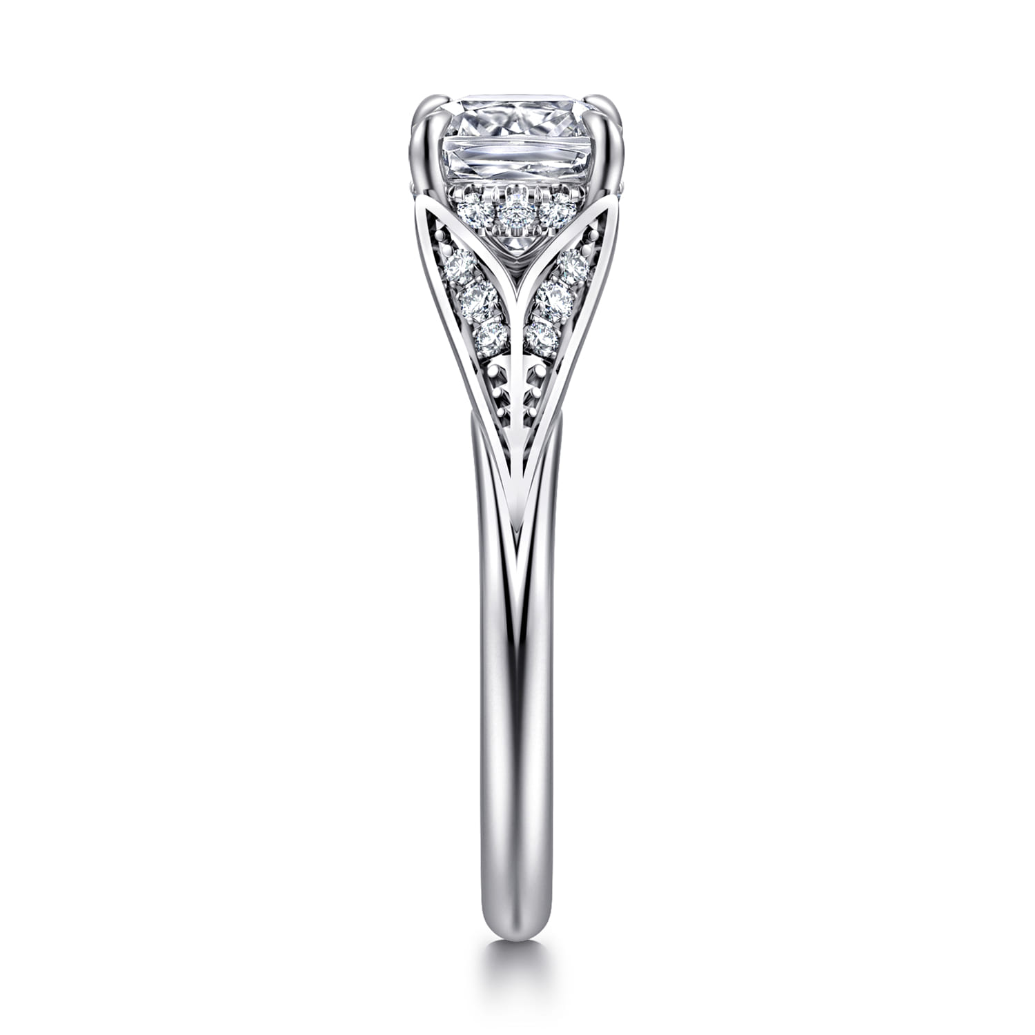 Cushion Split Foundation Diamond Engagement Ring in 14K White Gold, photograph 4