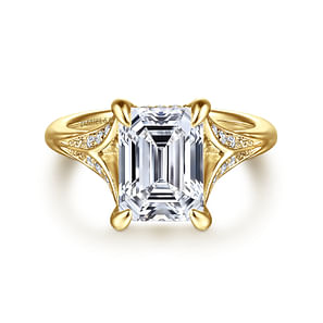 Taye - 14K Yellow Gold Split Shank Emerald Cut Diamond Engagement Ring