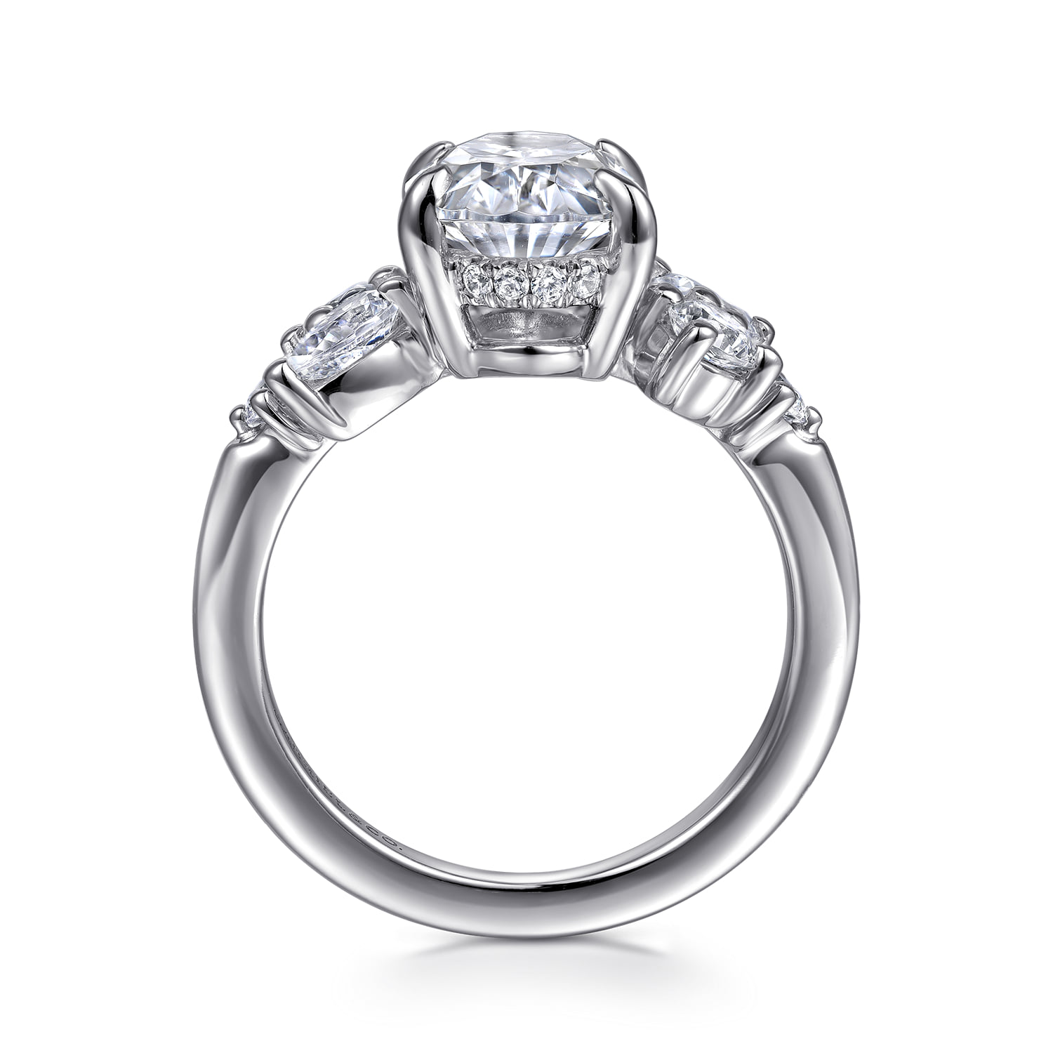 Oval Asymmetrical Burst Diamond Engagement Ring in 14K White Gold, photograph 2