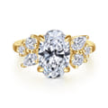 Willa - 14K Yellow Gold Asymmetrical Burst Oval Diamond Engagement Ring