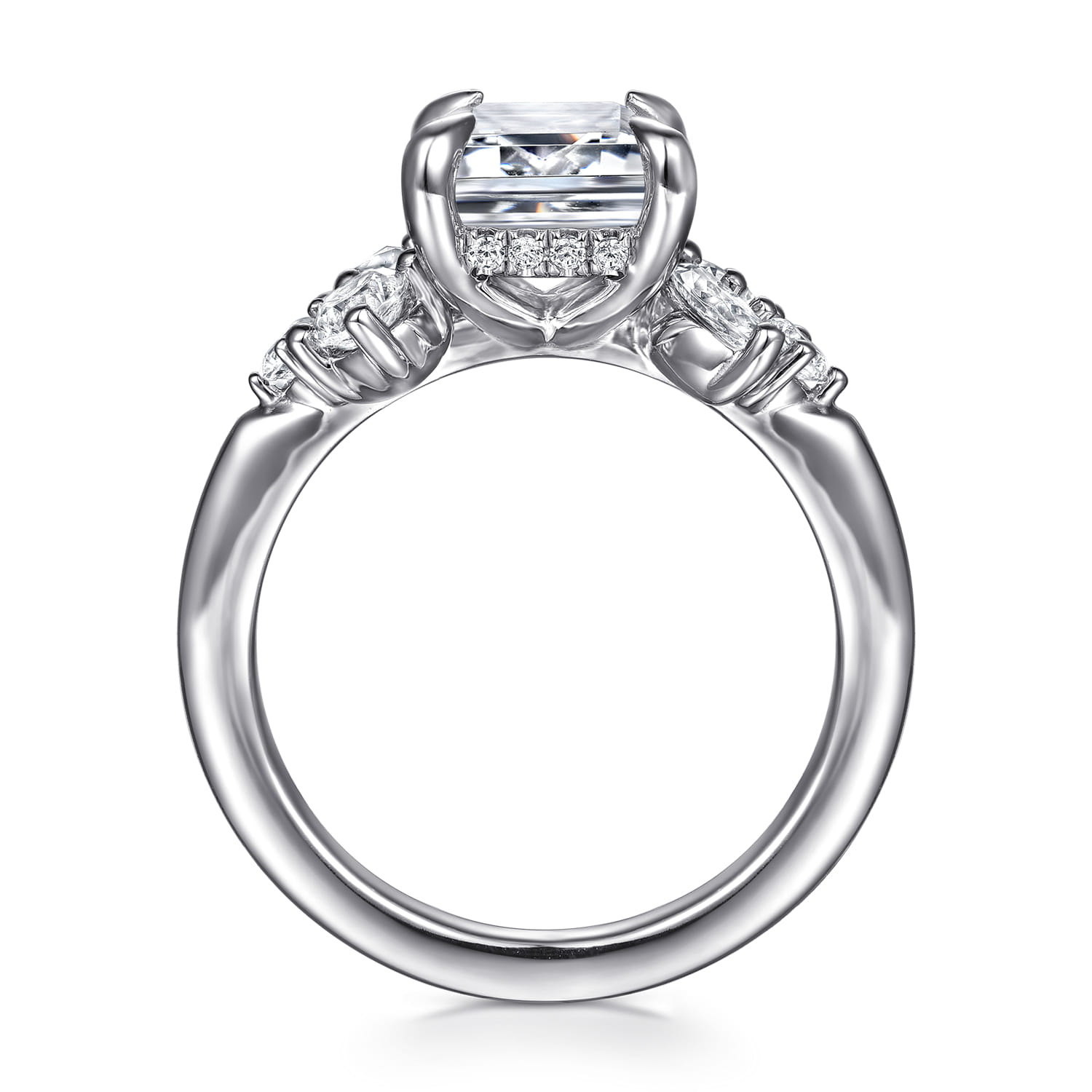 Emerald Diamond Engagement Ring in 14K White Gold, photograph 2