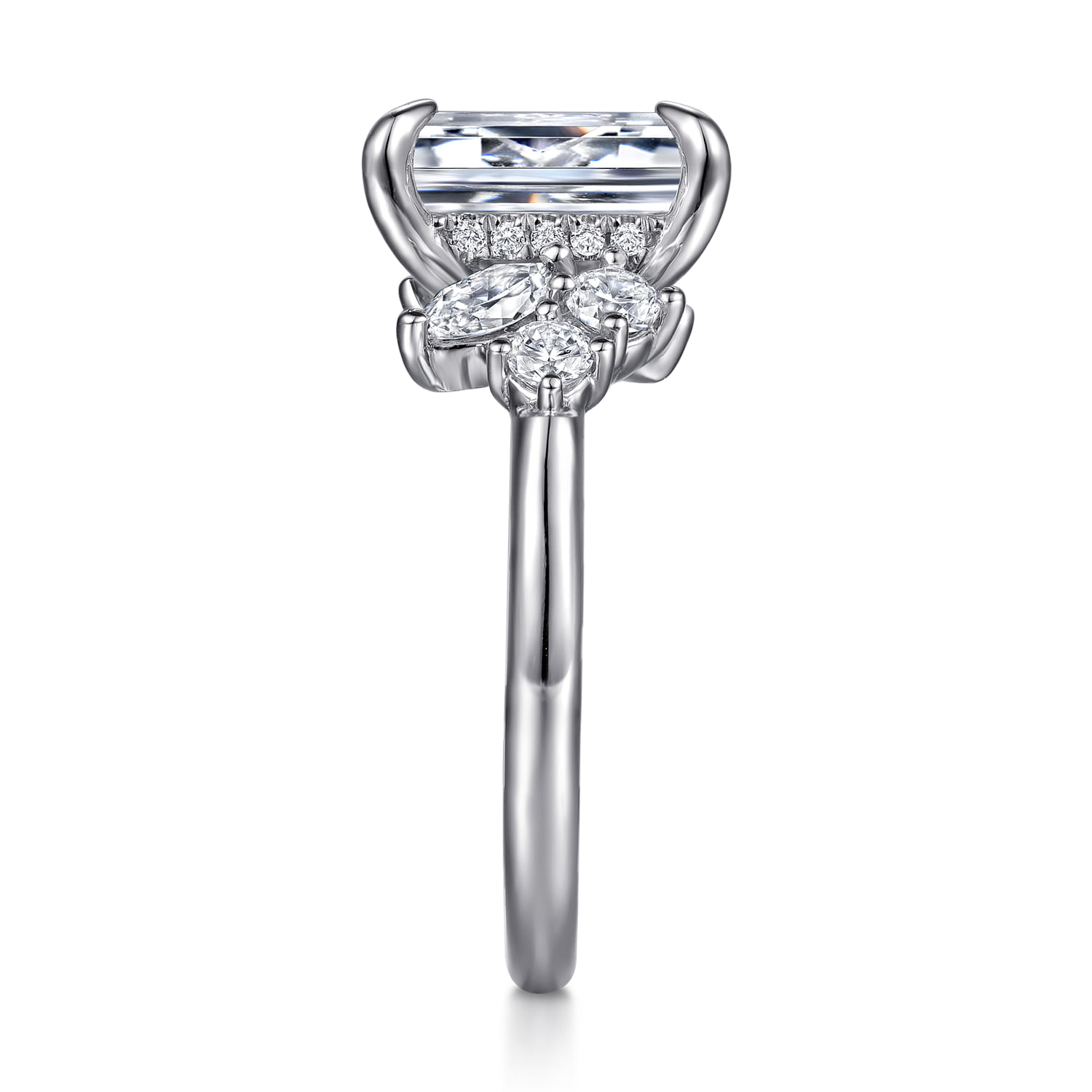 Emerald Diamond Engagement Ring in 14K White Gold, photograph 5