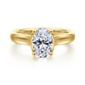 Villa - 14K Yellow Gold Half Bezel Oval Diamond Engagement Ring
