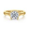 Villa - 14K Yellow Gold Half Bezel Round Diamond Engagement Ring