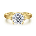 Villa - 14K Yellow Gold Half Bezel Oval Diamond Engagement Ring