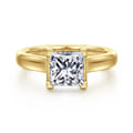 Villa - 14K Yellow Gold Half Bezel Princess Cut Diamond Engagement Ring