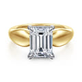 Raven - 14K White-Yellow Gold Emerald Cut Diamond Engagement Ring