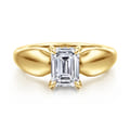Raven - 14K Yellow Gold Emerald Cut Diamond Engagement Ring