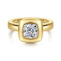 Pauline - 14K Yellow Gold Bezel Set Cushion Cut Diamond Engagement Ring