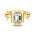 Pauline - 14K Yellow Gold Bezel Set Emerald Cut Diamond Engagement Ring