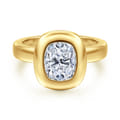 Pauline - 14K Yellow Gold Bezel Set Elongated Cushion Diamond Engagement Ring