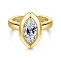 Pauline - 14K Yellow Gold Bezel Set Marquise Shape Diamond Engagement Ring