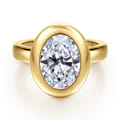 Pauline - 14K Yellow Gold Bezel Set Oval Diamond Engagement Ring