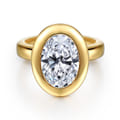 Pauline - 14K Yellow Gold Bezel Set Oval Diamond Engagement Ring