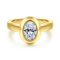 Pauline - 14K Yellow Gold Bezel Set Oval Diamond Engagement Ring
