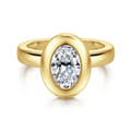 Pauline - 14K Yellow Gold Bezel Set Oval Diamond Engagement Ring