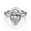 Pauline - 14K White Gold Bezel Set Oval Diamond Engagement Ring