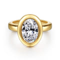 Pauline - 14K Yellow Gold Bezel Set Oval Diamond Engagement Ring