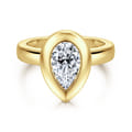Pauline - 14K Yellow Gold Bezel Set Pear Shape Diamond Engagement Ring