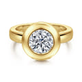 Pauline - 14K Yellow Gold Bezel Set Round Diamond Engagement Ring