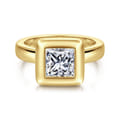 Pauline - 14K Yellow Gold Bezel Set Princess Cut Diamond Engagement Ring