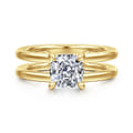 Oksana - 14K Yellow Gold Cushion Cut Diamond Engagement Ring