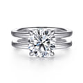 Oksana - 14K White Gold Split Shank Round Diamond Engagement Ring