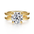 Oksana - 14K Yellow Gold Split Shank Round Diamond Engagement Ring