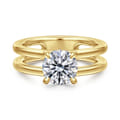 Oksana - 14K Yellow Gold Split Shank Round Diamond Engagement Ring
