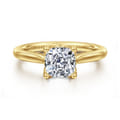 Nola - 14K Yellow Gold Cushion Cut Lotus Diamond Engagement Ring