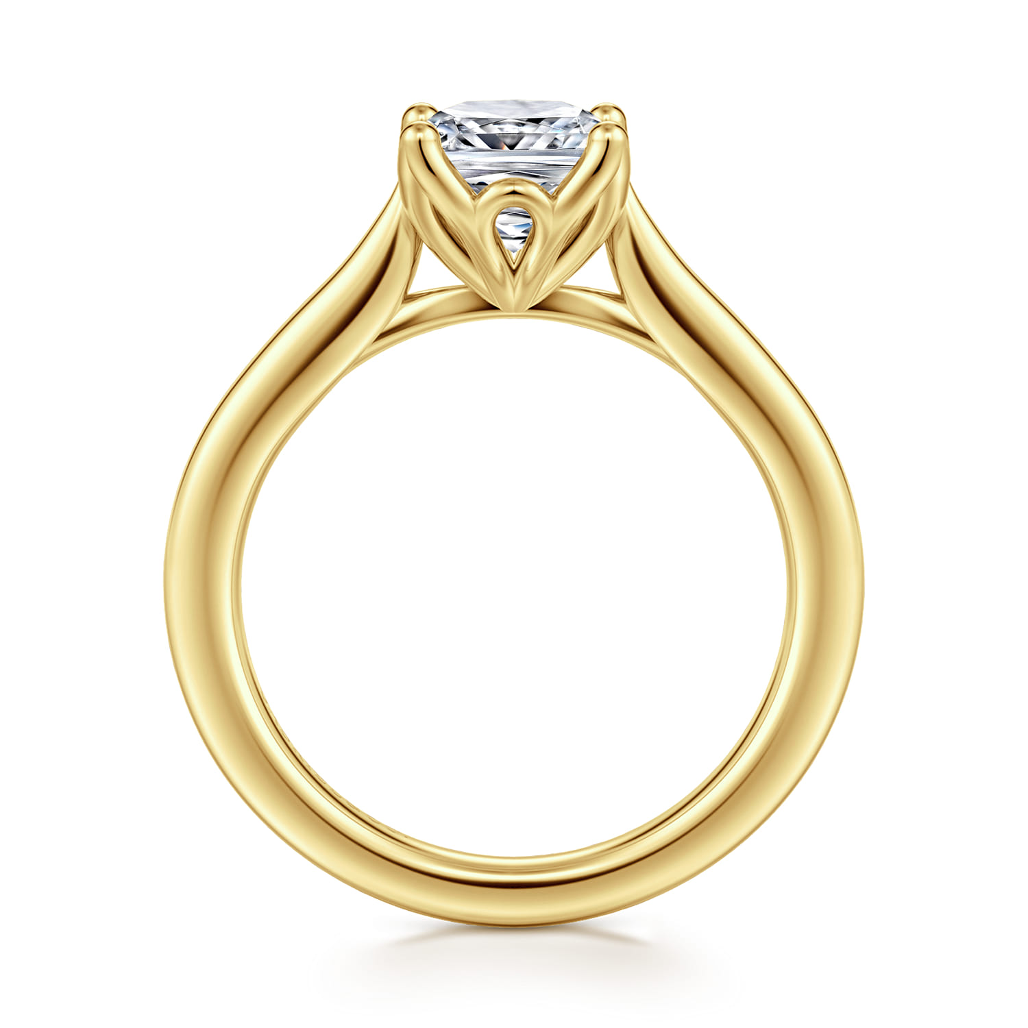 Cushion Lotus Diamond Engagement Ring in 14K Yellow Gold, photograph 2