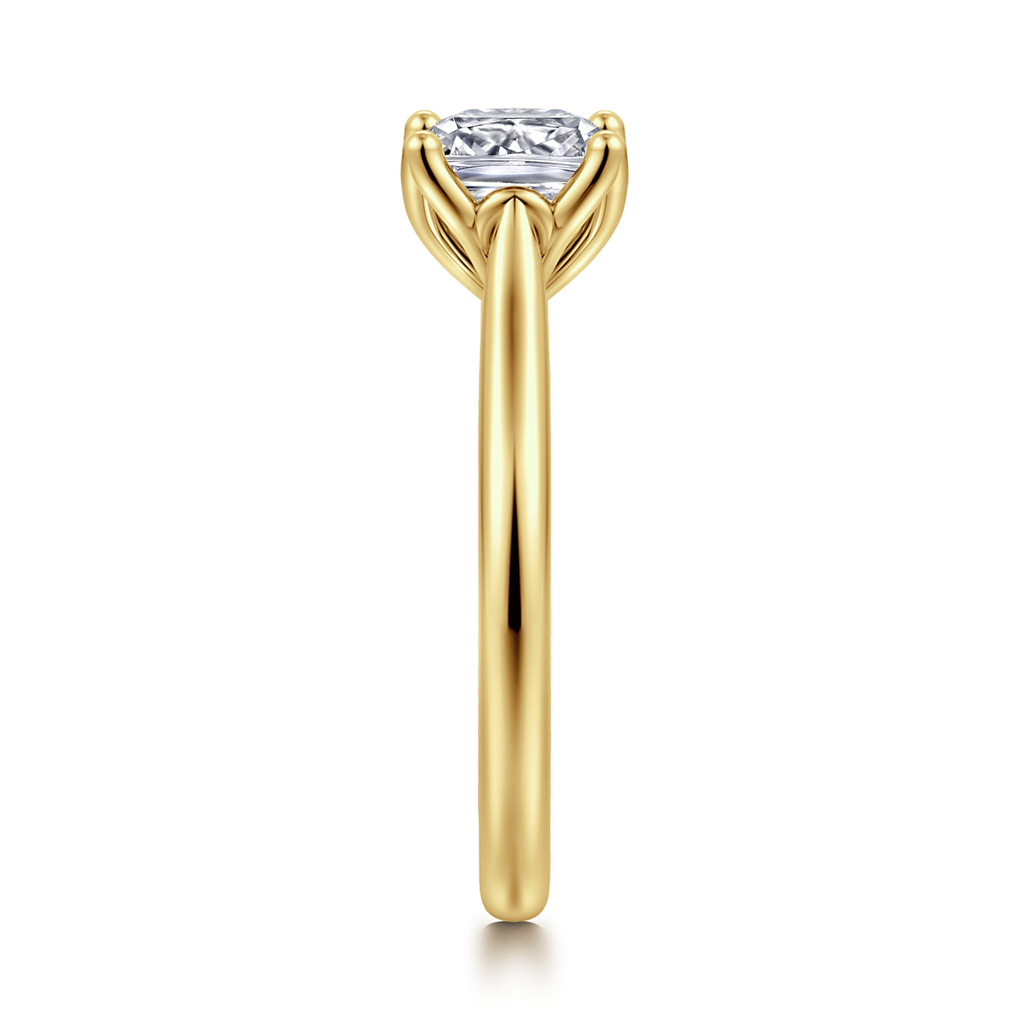 Cushion Lotus Diamond Engagement Ring in 14K Yellow Gold, photograph 4