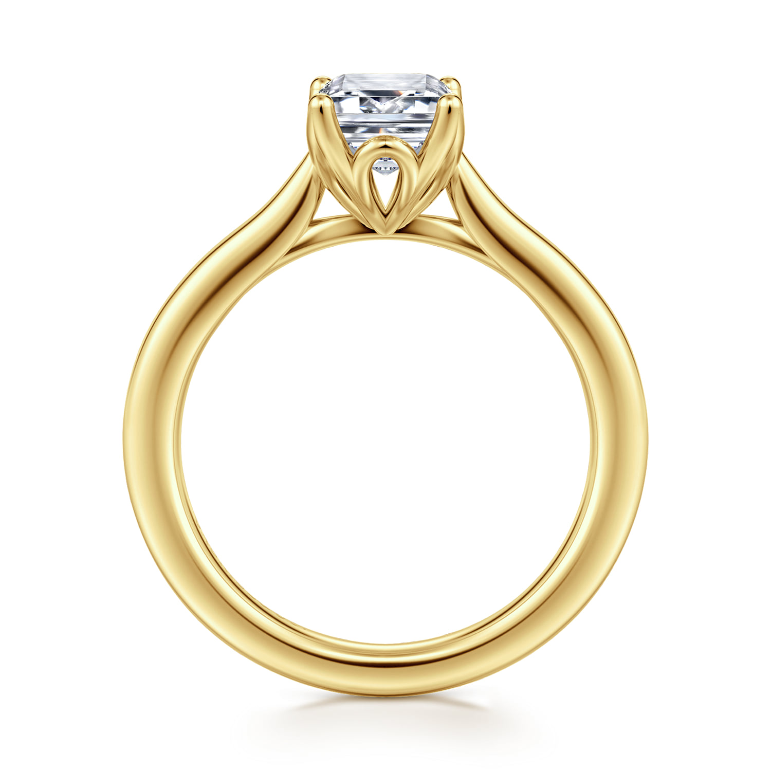 Emerald Lotus Diamond Engagement Ring in 14K Yellow Gold, photograph 2