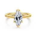 Nola - 14K Yellow Gold Marquise Shape Lotus Diamond Engagement Ring