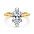 Nola - 14K White-Yellow Gold Marquise Shape Lotus Diamond Engagement Ring