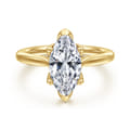 Nola - 14K Yellow Gold Marquise Shape Lotus Diamond Engagement Ring