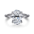 Nola - 14K White Gold Oval Lotus Diamond Engagement Ring