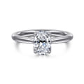 Nola - 14K White Gold Oval Lotus Diamond Engagement Ring