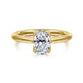 Nola - 14K Yellow Gold Oval Lotus Diamond Engagement Ring