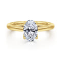 Nola - 14K Yellow Gold Oval Lotus Diamond Engagement Ring