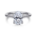 Nola - Platinum Oval Lotus Diamond Solitaire Engagement Ring