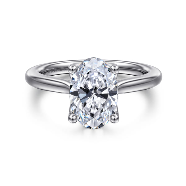 Platinum Oval Lotus Diamond Solitaire Engagement Ring