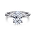 Nola - 14K White Gold Gold Oval Lotus Diamond Engagement Ring