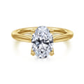 Nola - 14K Yellow Gold Oval Lotus Diamond Engagement Ring