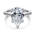 Nola - 14K White Gold Pear Shape Lotus Diamond Engagement Ring