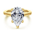 Nola - 14K Yellow Gold Pear Shape Lotus Diamond Engagement Ring
